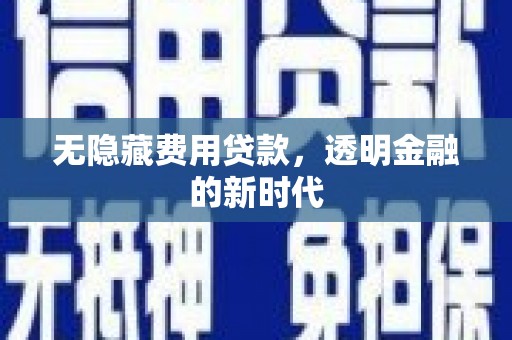 鹿泉无隐藏费用贷款，透明金融的新时代