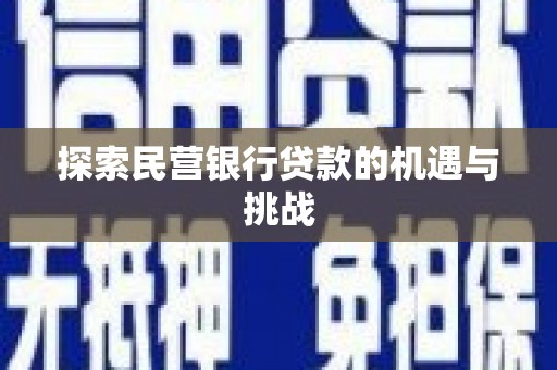 鹿泉探索民营银行贷款的机遇与挑战