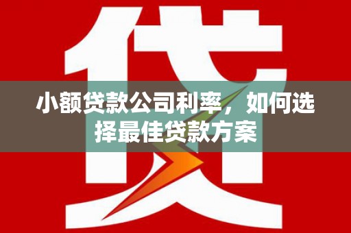 鹿泉小额贷款公司利率，如何选择最佳贷款方案