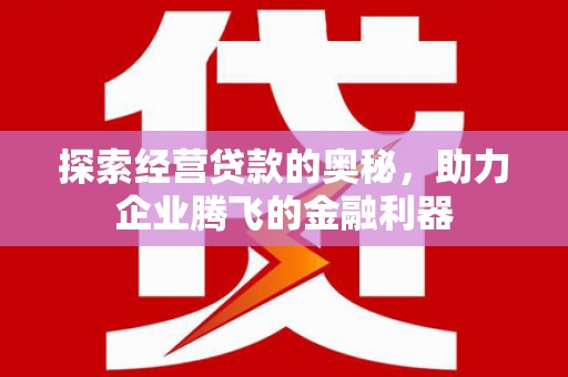 鹿泉探索经营贷款的奥秘，助力企业腾飞的金融利器