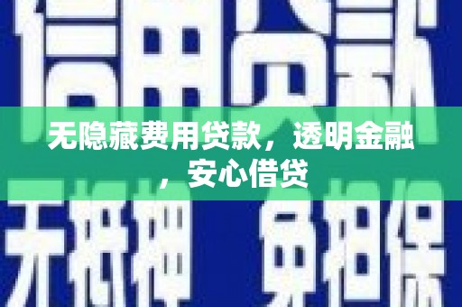 鹿泉无隐藏费用贷款，透明金融，安心借贷