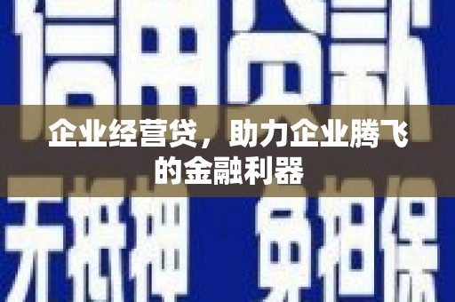 鹿泉企业经营贷，助力企业腾飞的金融利器
