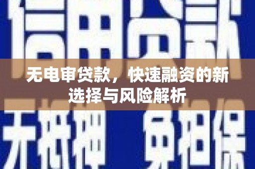 鹿泉无电审贷款，快速融资的新选择与风险解析