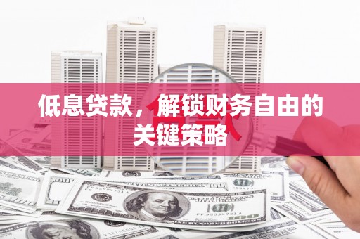 鹿泉低息贷款，解锁财务自由的关键策略