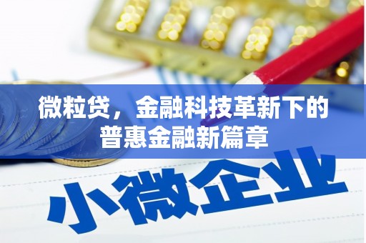 鹿泉微粒贷，金融科技革新下的普惠金融新篇章