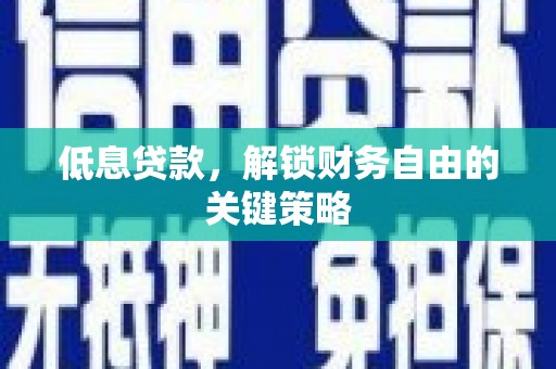 鹿泉低息贷款，解锁财务自由的关键策略