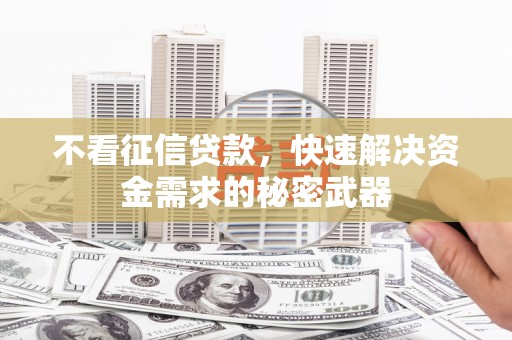 鹿泉不看征信贷款，快速解决资金需求的秘密武器