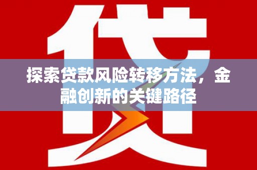 鹿泉探索贷款风险转移方法，金融创新的关键路径